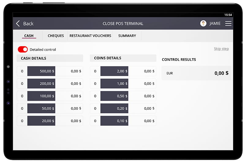 Closing POS terminal